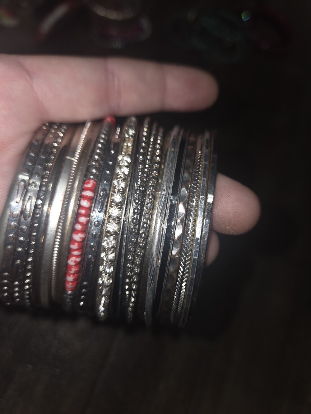 Vintage Lot Silver Tone Bangle Bracelets 20+